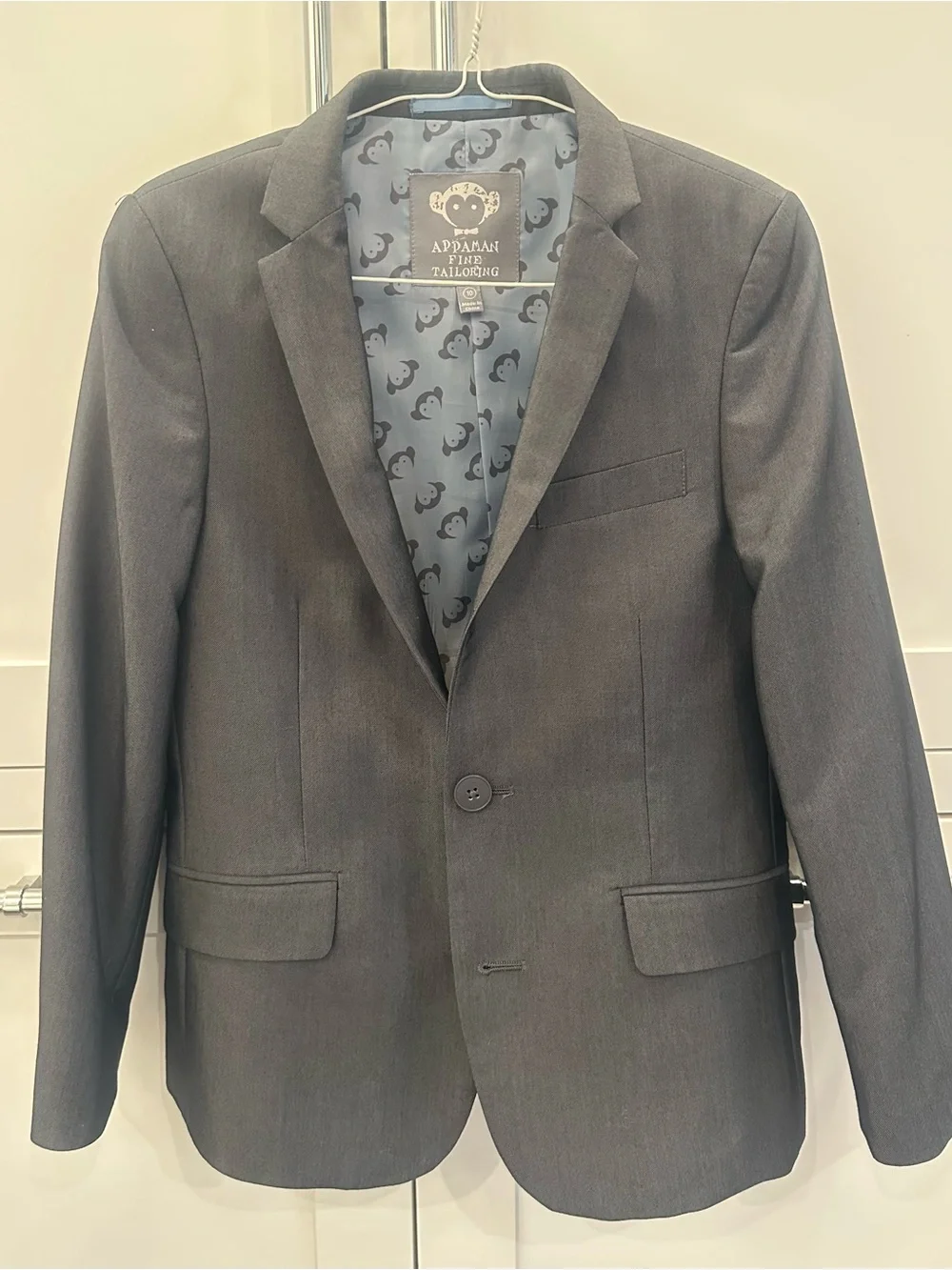 Appaman Boys Mod Suit & Dress Shirt 3-Piece Set – Size 10 - Charcoal Gray